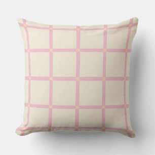 Weiches Beige- und Rosa-Rastermuster Kissen
