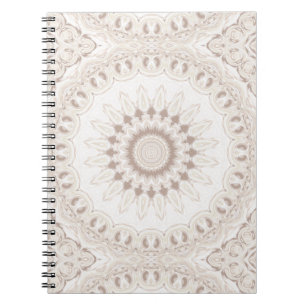Weiches Beige und weißes Mandala-Medaillon Notizblock