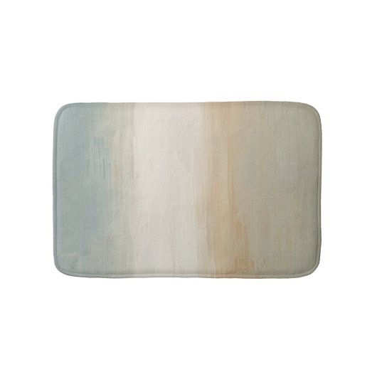 Weiches Blau Beige Olivgrau Rustikaler Abstrakter Badematte (Vorderseite)