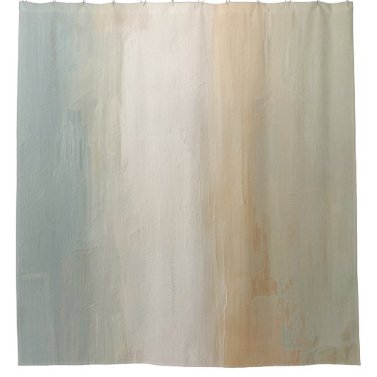Weiches Blau Beige Olivgrau Rustikaler Abstrakter Duschvorhang (Vorderseite)