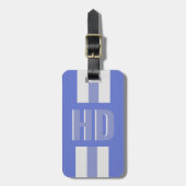 Weiches blau gestreiftes Shadow monogrammiertes Re Gepäckanhänger (Vorderseite vertikal)
