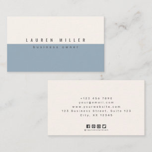 Weiches Blau & Off-White Duo-Farben-Minimalist Ges Visitenkarte