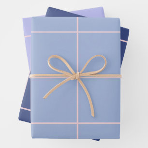 Weiches Blau- und Rosa-Rastermuster Geschenkpapier Set