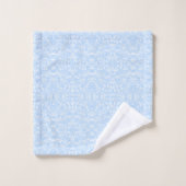 Weiches Blau und Weiß Botanisch Monogrammiert Badhandtuch Set (Waschlappen)