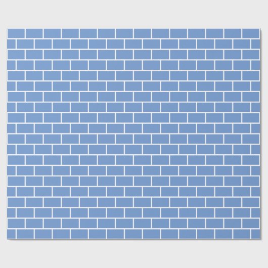 Weiches Blau und Weiß-Brick-Muster Geschenkpapier (Flach)