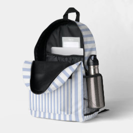 Weiches Blau-Weiß-Vertikalstreifenmuster Kunst Bedruckter Rucksack
