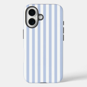Weiches Blau-Weiß-Vertikalstreifenmuster Kunst iPhone 16 Hülle