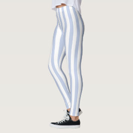 Weiches Blau-Weiß-Vertikalstreifenmuster Kunst Leggings