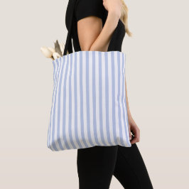 Weiches Blau-Weiß-Vertikalstreifenmuster Kunst Tasche
