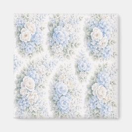 Weiches Blau Weißes Wasserfarben-Blumenmuster Eleg Magnet
