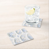 Weiches Blau Weißes Wasserfarben-Blumenmuster Eleg Rechteckiger Pappuntersetzer (Vor Ort)