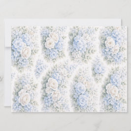Weiches Blau Weißes Wasserfarben-Blumenmuster Eleg Save The Date
