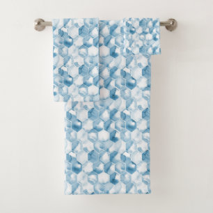 Weiches blaues Aquarell Canotype Muster Badhandtuch Set