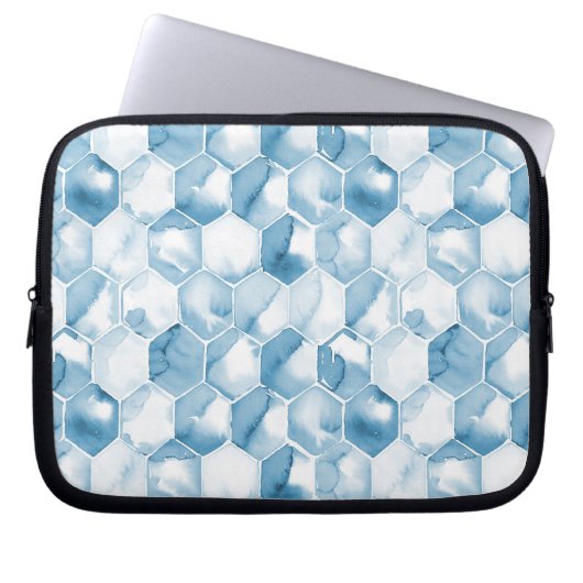 Weiches blaues Aquarell Canotype Muster Laptopschutzhülle (Vorderseite)