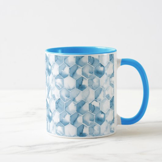 Weiches blaues Aquarell Canotype Muster Tasse (Rechts)