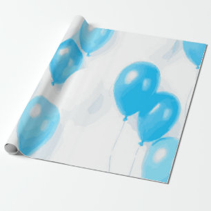 Weiches Blaues Ballonmuster für Geburtstagsfeier Geschenkpapier