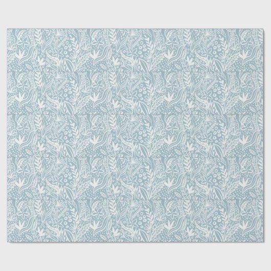 Weiches blaues botanisches Geschenkpapier | Elegan (Flach)