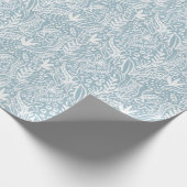 Weiches blaues botanisches Geschenkpapier | Elegan (Ecke)