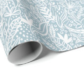 Weiches blaues botanisches Geschenkpapier | Elegan (Rolleneckpunkt)