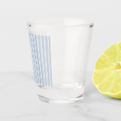 Weiches Blaues Fischgrät-Farn-Gestreiftes Muster Schnapsglas (Rechts)