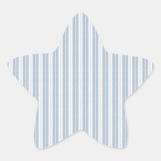 Weiches Blaues Fischgrät-Farn-Gestreiftes Muster Stern-Aufkleber (Vorderseite)
