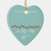 Weiches blaues Herz-erstes Weihnachten verzieren Keramikornament (Rechts)