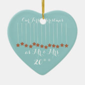 Weiches blaues Herz-erstes Weihnachten verzieren Keramikornament (Vorne)