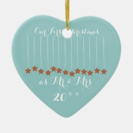 Weiches blaues Herz-erstes Weihnachten verzieren Keramikornament