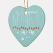 Weiches blaues Herz-erstes Weihnachten verzieren Keramikornament (Links)