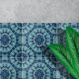 Weiches blaues Indidigo Kaleidoskop Geometrisches Fliese