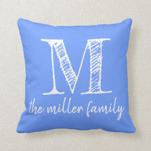 Weiches blaues kundenspezifisches mit Monogramm Kissen