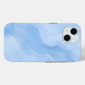 Weiches Blaues Marmormuster Abstract Case-Mate iPhone Hülle (Rückseite (Horizontal))