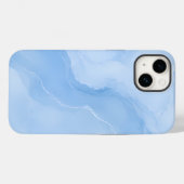 Weiches Blaues Marmormuster Abstract Case-Mate iPhone Hülle (Rückseite (Horizontal))