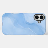 Weiches Blaues Marmormuster Abstract Case-Mate iPhone Hülle (Rückseite (Horizontal))