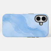 Weiches Blaues Marmormuster Abstract Case-Mate iPhone Hülle (Rückseite (Horizontal))