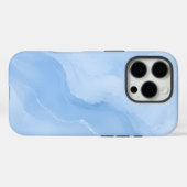 Weiches Blaues Marmormuster Abstract Case-Mate iPhone Hülle (Rückseite (Horizontal))