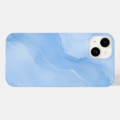 Weiches Blaues Marmormuster Abstract Case-Mate iPhone Hülle (Rückseite (Horizontal))