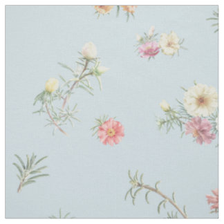 Weiches Blaues Moos-Rosen-Wasserfarben-Blumenstoff Stoff