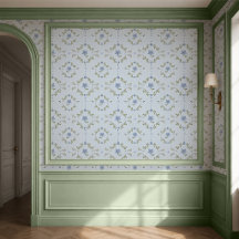Weiches blaues skandinavisches Folk Blumen Wallpap