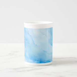Weiches Blaues Wasserfarb-Marmor Porzellantasse