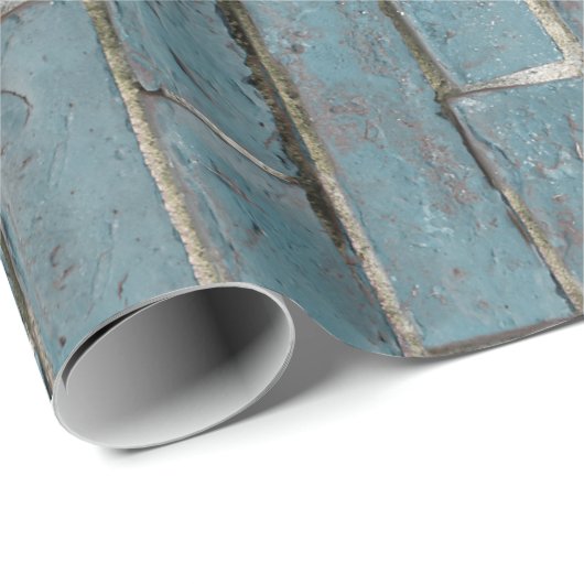 Weiches, blaues Ziegelmauermuster Geschenkpapier (Rolleneckpunkt)