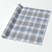 Weiches Blaugrau Küstennebel Karomuster Geschenkpapier (Ungerollt)