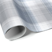 Weiches Blaugrau Küstennebel Karomuster Geschenkpapier (Rolleneckpunkt)