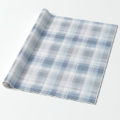 Weiches Blaugrau Küstennebel Karomuster Geschenkpapier (Ungerollt)