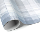 Weiches Blaugrau Küstennebel Karomuster Geschenkpapier (Rolleneckpunkt)