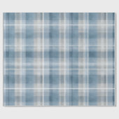 Weiches Blaugrau Küstennebel Karomuster Geschenkpapier (Flach)
