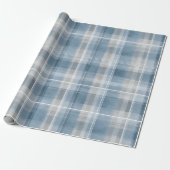 Weiches Blaugrau Küstennebel Karomuster Geschenkpapier (Ungerollt)