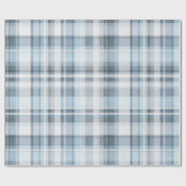 Weiches Blaugrau Küstennebel Karomuster Geschenkpapier (Flach)