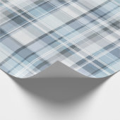 Weiches Blaugrau Küstennebel Karomuster Geschenkpapier (Ecke)