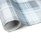 Weiches Blaugrau Küstennebel Karomuster Geschenkpapier (Rolleneckpunkt)